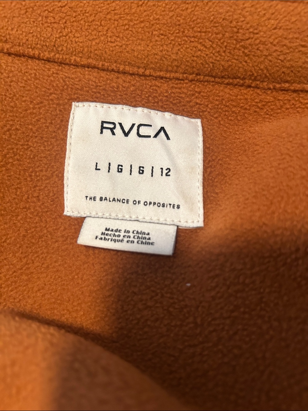 RVCA Rust-Brown Teddy Jacket with Chest Pocket - Picture 6 of 6